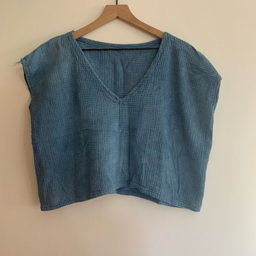 Handmade hand dyed indigo crop top